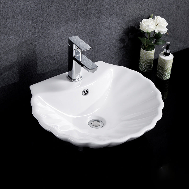 Modern Bathroom Sink Solid Color Porcelain Vessel Bathroom Sink 19"L x 20"W x 6"H Sink with Faucet Clearhalo 'Bathroom Remodel & Bathroom Fixtures' 'Bathroom Sinks & Faucet Components' 'Bathroom Sinks' 'bathroom_sink' 'Home Improvement' 'home_improvement' 'home_improvement_bathroom_sink' 6871939