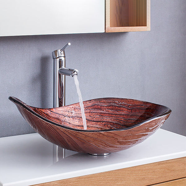 Creative Glass Vessel Sink Specialty Vessel Bathroom Sink with Pop-Up Drain Clearhalo 'Bathroom Remodel & Bathroom Fixtures' 'Bathroom Sinks & Faucet Components' 'Bathroom Sinks' 'bathroom_sink' 'Home Improvement' 'home_improvement' 'home_improvement_bathroom_sink' 6871966