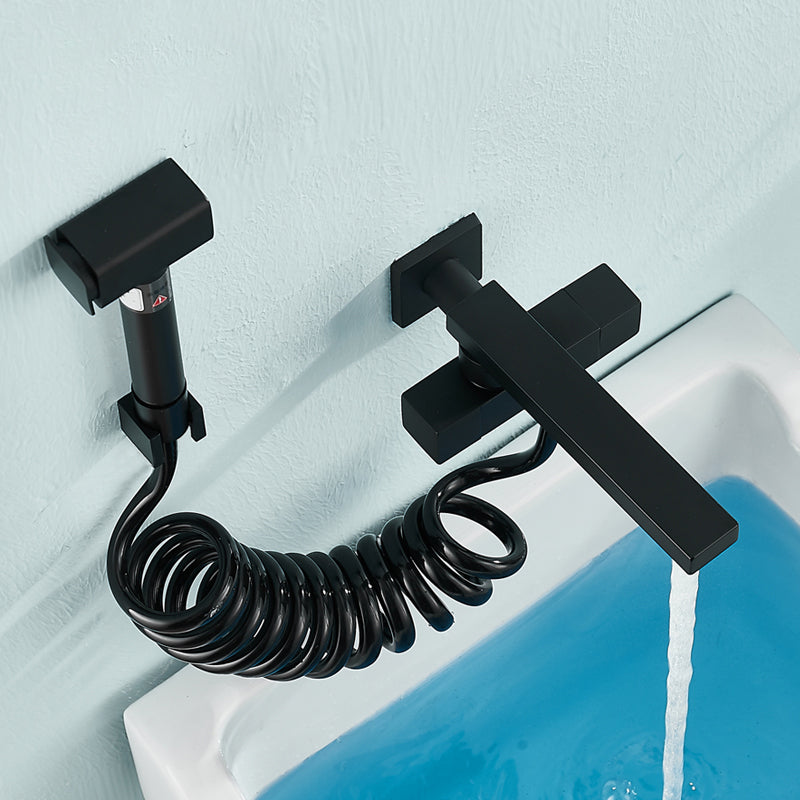 Modern Tub Filler Wall Mount Handshower Swivel Copper Tub Filler with Single Lever Handle Clearhalo 'Bathroom Remodel & Bathroom Fixtures' 'Bathtub Faucets' 'bathtub_faucets' 'Home Improvement' 'home_improvement' 'home_improvement_bathtub_faucets' 6872031