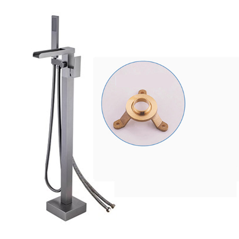 Modern Floor Standing Rod Handle Handheld Shower Head Bathtub Faucet Gun Grey Wall Clearhalo 'Bathroom Remodel & Bathroom Fixtures' 'Bathtub Faucets' 'bathtub_faucets' 'Home Improvement' 'home_improvement' 'home_improvement_bathtub_faucets' 6872109