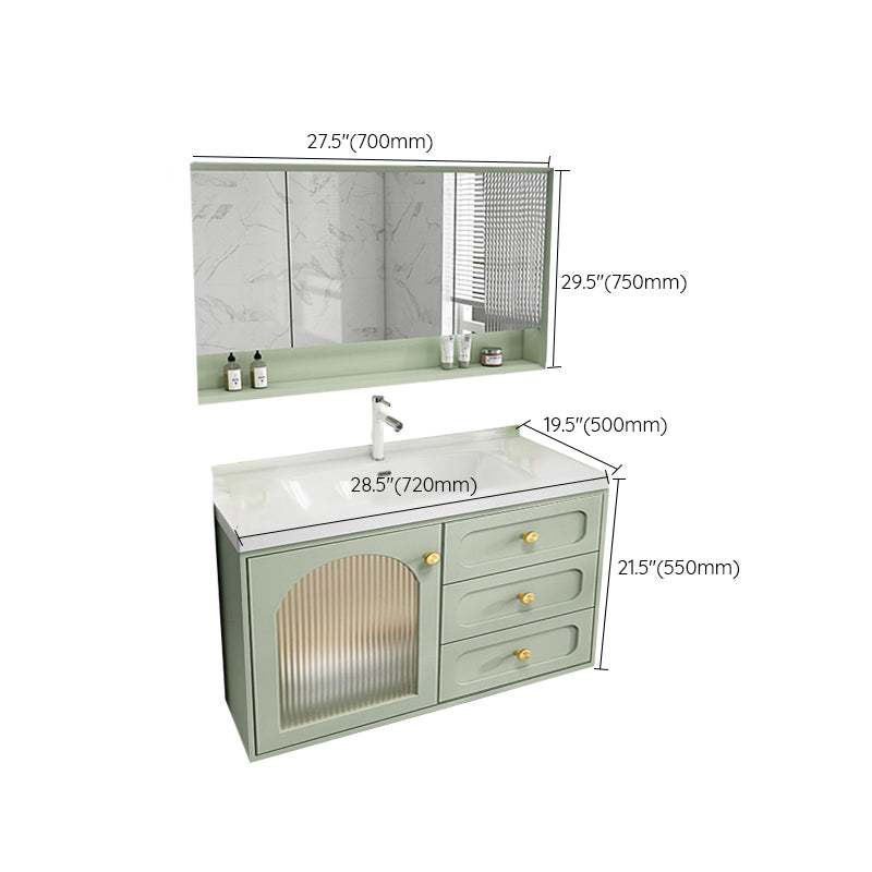 Scratch Resistant Vanity Mirror 2 Doors Drawers Single Sink Wall-Mounted Bath Vanity Clearhalo 'Bathroom Remodel & Bathroom Fixtures' 'Bathroom Vanities' 'bathroom_vanities' 'Home Improvement' 'home_improvement' 'home_improvement_bathroom_vanities' 6872197