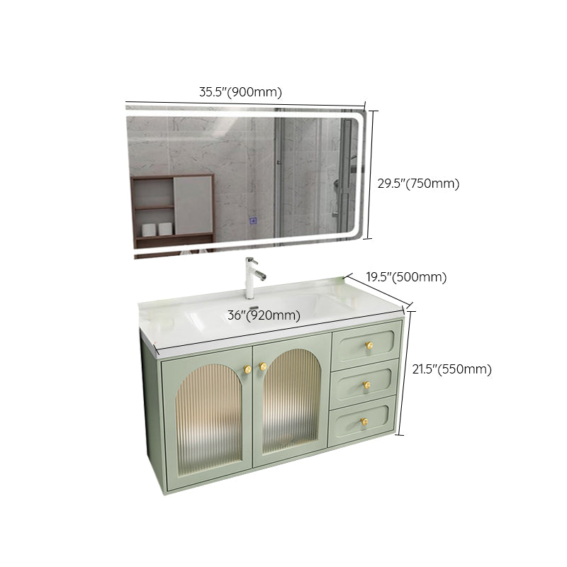 Scratch Resistant Vanity Mirror 2 Doors Drawers Single Sink Wall-Mounted Bath Vanity Clearhalo 'Bathroom Remodel & Bathroom Fixtures' 'Bathroom Vanities' 'bathroom_vanities' 'Home Improvement' 'home_improvement' 'home_improvement_bathroom_vanities' 6872206