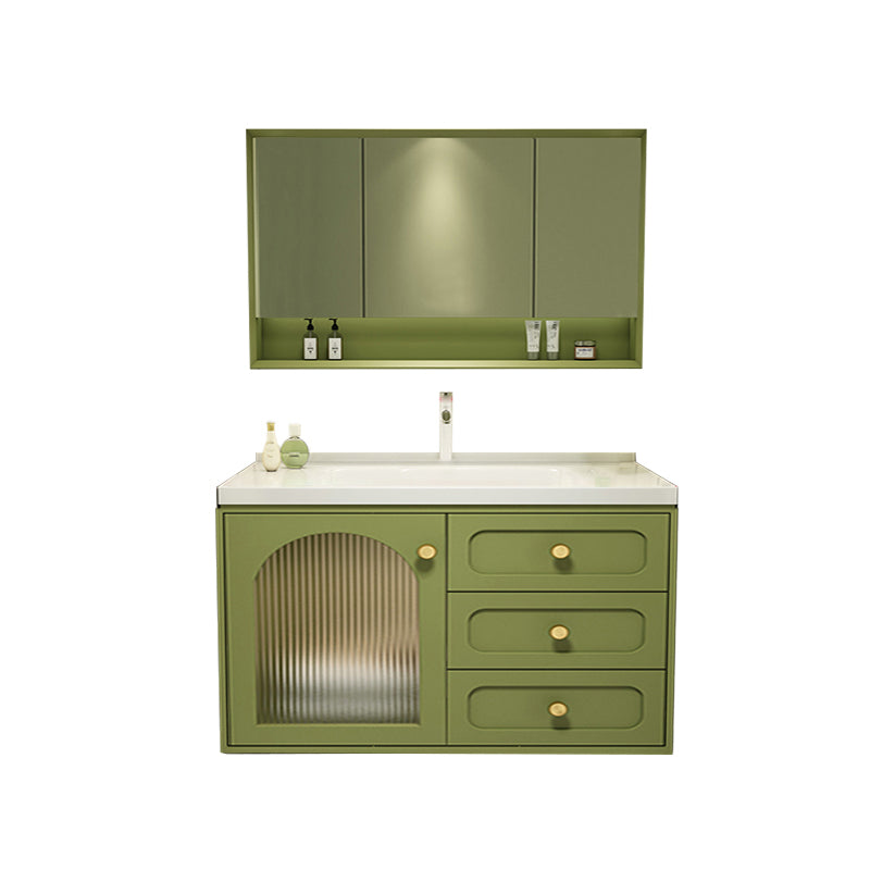 2 Doors Bath Vanity Drawers Mirror Wall Mount Rectangle Single Sink Wood Frame Vanity Vanity & Faucet & Mirror Cabinet 28"L x 20"W x 22"H Clearhalo 'Bathroom Remodel & Bathroom Fixtures' 'Bathroom Vanities' 'bathroom_vanities' 'Home Improvement' 'home_improvement' 'home_improvement_bathroom_vanities' 6872219