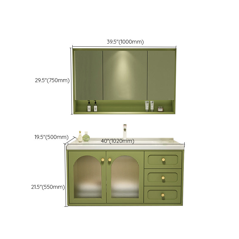 2 Doors Bath Vanity Drawers Mirror Wall Mount Rectangle Single Sink Wood Frame Vanity Clearhalo 'Bathroom Remodel & Bathroom Fixtures' 'Bathroom Vanities' 'bathroom_vanities' 'Home Improvement' 'home_improvement' 'home_improvement_bathroom_vanities' 6872234