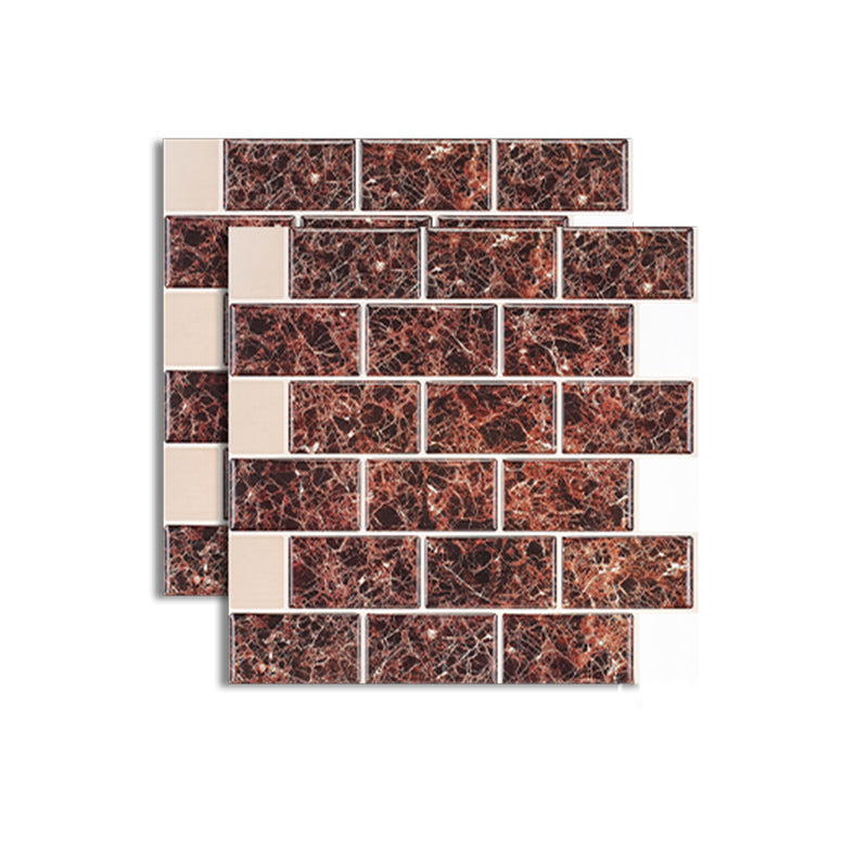 Pattern Matte Color Stone Peel and Paste Mosaic Tile Peel and Paste Tile Set of 2 Red Clearhalo 'Flooring 'Home Improvement' 'home_improvement' 'home_improvement_peel_stick_blacksplash' 'Peel & Stick Backsplash Tile' 'peel_stick_blacksplash' 'Walls & Ceilings' Walls and Ceiling' 6872610