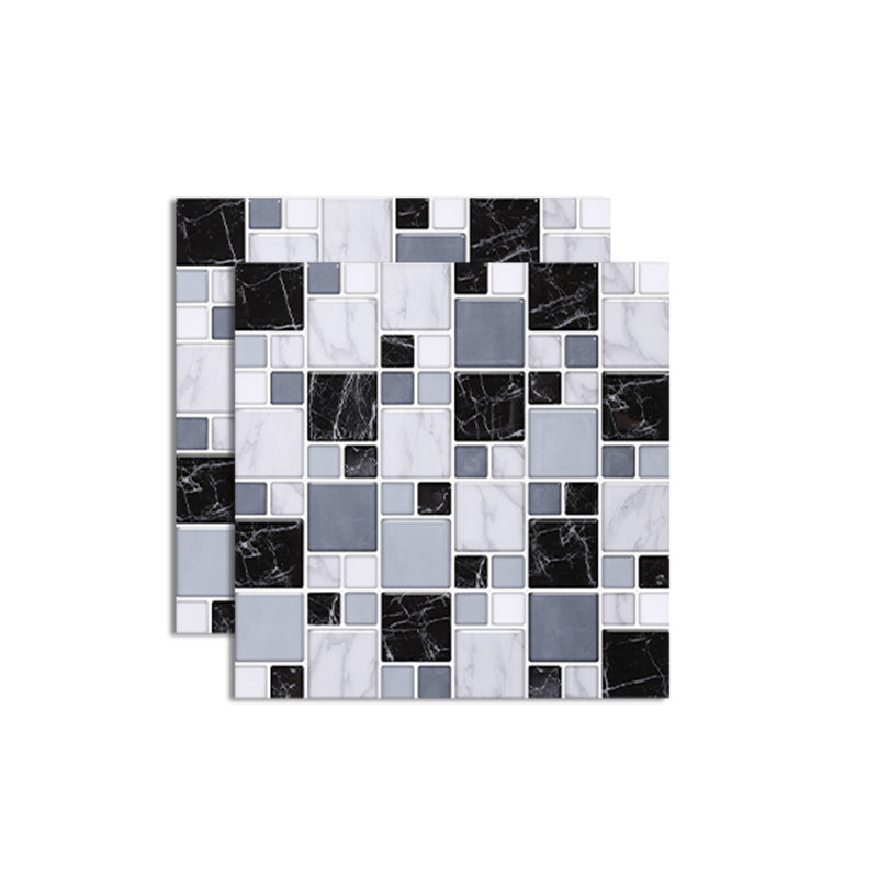 Pattern Matte Color Stone Peel and Paste Mosaic Tile Peel and Paste Tile Set of 2 Black Gray-White Clearhalo 'Flooring 'Home Improvement' 'home_improvement' 'home_improvement_peel_stick_blacksplash' 'Peel & Stick Backsplash Tile' 'peel_stick_blacksplash' 'Walls & Ceilings' Walls and Ceiling' 6872623