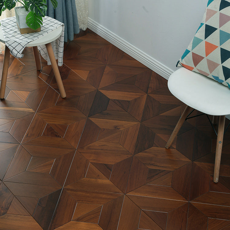 Indoor Laminate Floor Teak Wooden Medium Geometric Waterproof Laminate Floor Nut-Brown Clearhalo 'Flooring 'Home Improvement' 'home_improvement' 'home_improvement_laminate_flooring' 'Laminate Flooring' 'laminate_flooring' Walls and Ceiling' 6872798