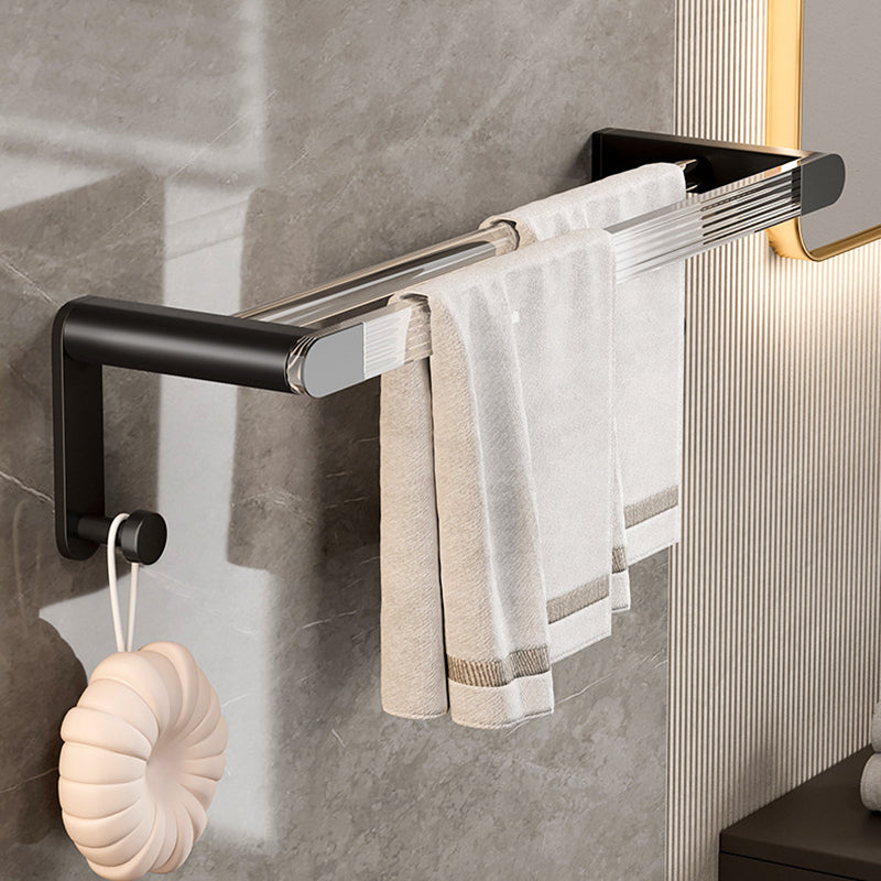 Matte Black Bathroom Hardware Set Metal & Acrylic Bath Shelf/Towel Bar/Robe Hooks Clearhalo 'Bathroom Hardware Sets' 'Bathroom Hardware' 'Bathroom Remodel & Bathroom Fixtures' 'bathroom_hardware_sets' 'Home Improvement' 'home_improvement' 'home_improvement_bathroom_hardware_sets' 6876473