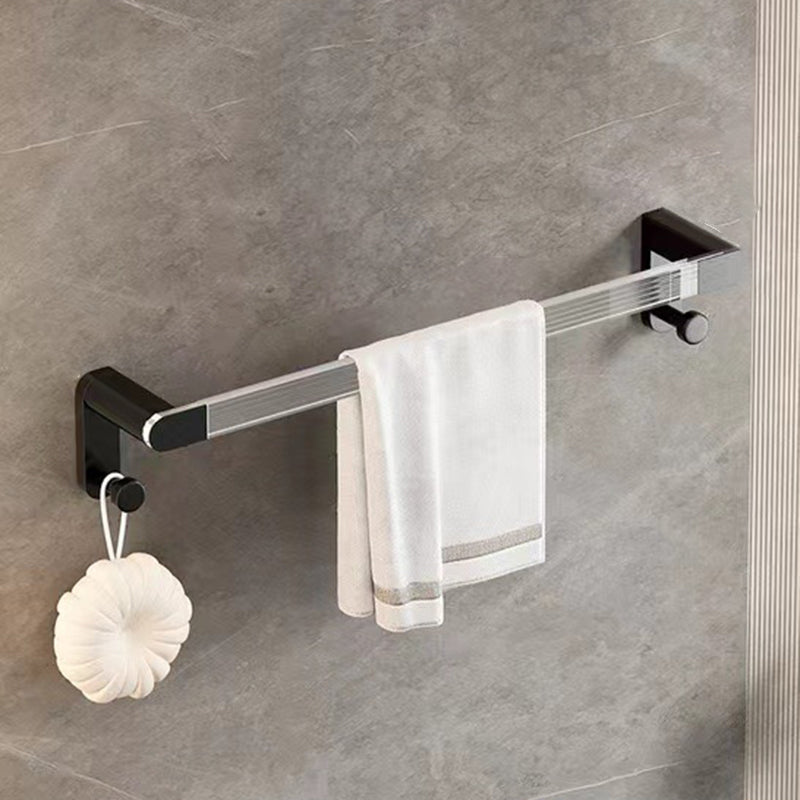 Matte Black Bathroom Hardware Set Metal & Acrylic Bath Shelf/Towel Bar/Robe Hooks Single Bar Towel Bar Clearhalo 'Bathroom Hardware Sets' 'Bathroom Hardware' 'Bathroom Remodel & Bathroom Fixtures' 'bathroom_hardware_sets' 'Home Improvement' 'home_improvement' 'home_improvement_bathroom_hardware_sets' 6876495