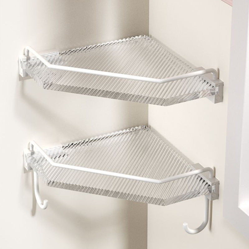 White & Clear Acrylic Bathroom Accessory Set with Towel Bar/Paper Holder/Robe Hook Clearhalo 'Bathroom Hardware Sets' 'Bathroom Hardware' 'Bathroom Remodel & Bathroom Fixtures' 'bathroom_hardware_sets' 'Home Improvement' 'home_improvement' 'home_improvement_bathroom_hardware_sets' 6876503