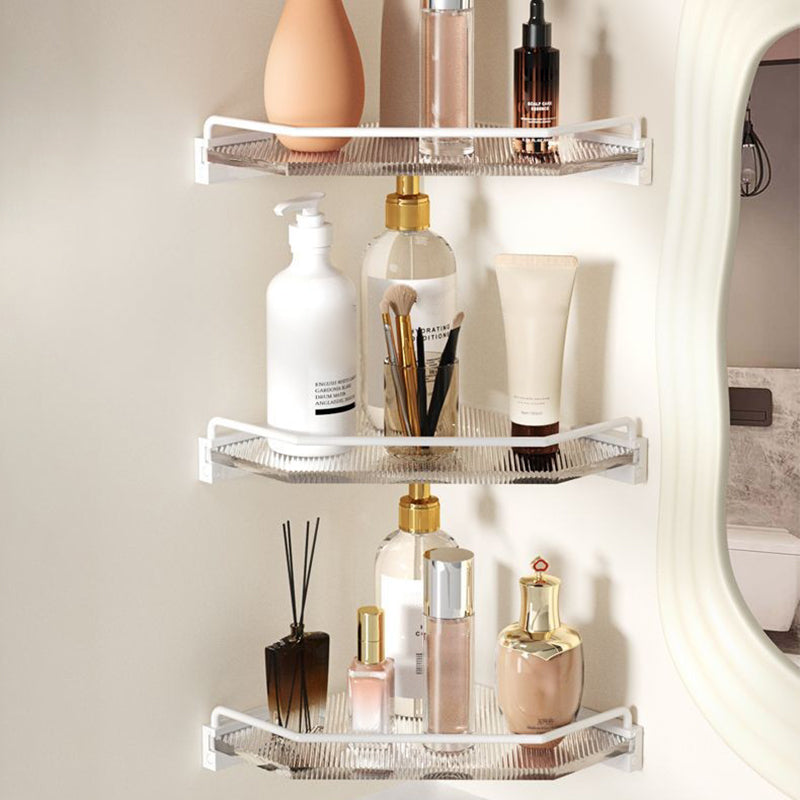 White & Clear Acrylic Bathroom Accessory Set with Towel Bar/Paper Holder/Robe Hook Clearhalo 'Bathroom Hardware Sets' 'Bathroom Hardware' 'Bathroom Remodel & Bathroom Fixtures' 'bathroom_hardware_sets' 'Home Improvement' 'home_improvement' 'home_improvement_bathroom_hardware_sets' 6876514