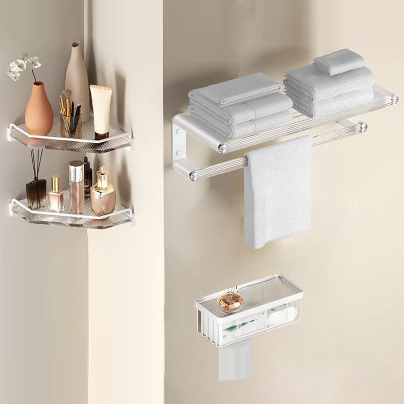 White & Clear Acrylic Bathroom Accessory Set with Towel Bar/Paper Holder/Robe Hook 4-Piece Set (Toilet Paper Holder) Clearhalo 'Bathroom Hardware Sets' 'Bathroom Hardware' 'Bathroom Remodel & Bathroom Fixtures' 'bathroom_hardware_sets' 'Home Improvement' 'home_improvement' 'home_improvement_bathroom_hardware_sets' 6876518