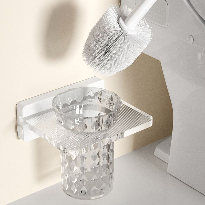 White & Clear Acrylic Bathroom Accessory Set with Towel Bar/Paper Holder/Robe Hook Clearhalo 'Bathroom Hardware Sets' 'Bathroom Hardware' 'Bathroom Remodel & Bathroom Fixtures' 'bathroom_hardware_sets' 'Home Improvement' 'home_improvement' 'home_improvement_bathroom_hardware_sets' 6876519