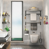 Contemporary Gray Bathroom Hardware Set with Bath Shelf/Towel Bar/Robe Hooks/Paper Holder Clearhalo 'Bathroom Hardware Sets' 'Bathroom Hardware' 'Bathroom Remodel & Bathroom Fixtures' 'bathroom_hardware_sets' 'Home Improvement' 'home_improvement' 'home_improvement_bathroom_hardware_sets' 6876612