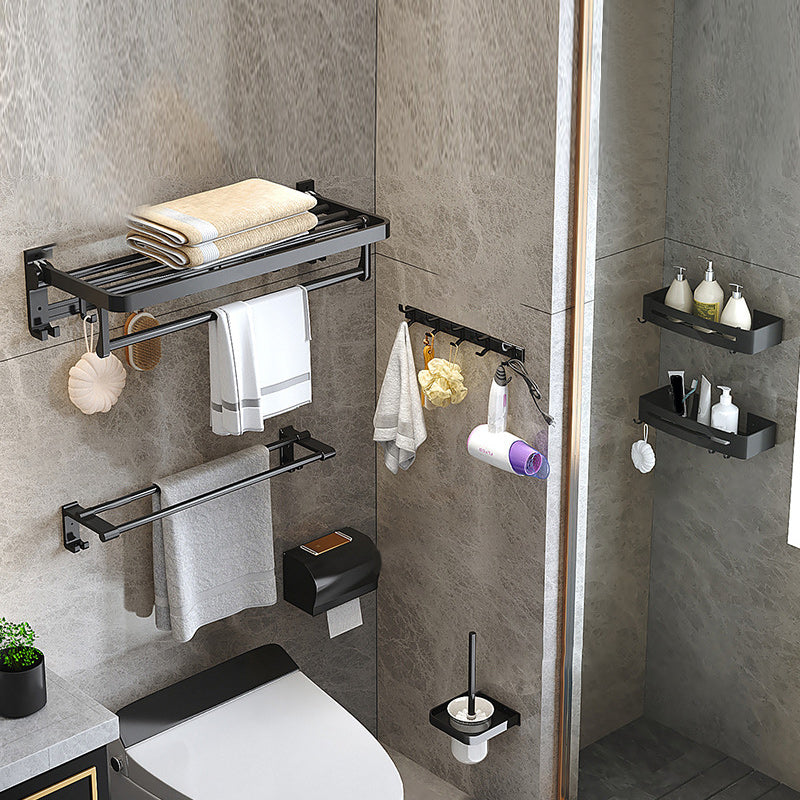 7-Piece Modern Bathroom Accessory Set Matte Black Bathroom Set with Towel  Bar/Bath Shelf - Clearhalo