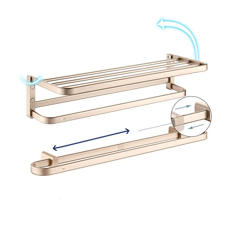 Golden Modern Bathroom Accessory Set Polished Brass Bath Shelf/Towel Bar/Robe Hooks Clearhalo 'Bathroom Hardware Sets' 'Bathroom Hardware' 'Bathroom Remodel & Bathroom Fixtures' 'bathroom_hardware_sets' 'Home Improvement' 'home_improvement' 'home_improvement_bathroom_hardware_sets' 6876747