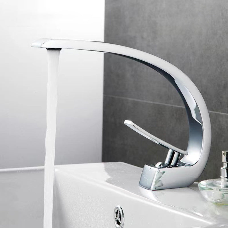 6.7 Inch High Basin Faucet Luxury 1 Hole Vanity Sink Faucet Cubic Bathroom Faucet Clearhalo 'Bathroom Remodel & Bathroom Fixtures' 'Bathroom Sink Faucets' 'Bathroom Sinks & Faucet Components' 'bathroom_sink_faucets' 'Home Improvement' 'home_improvement' 'home_improvement_bathroom_sink_faucets' 6881078