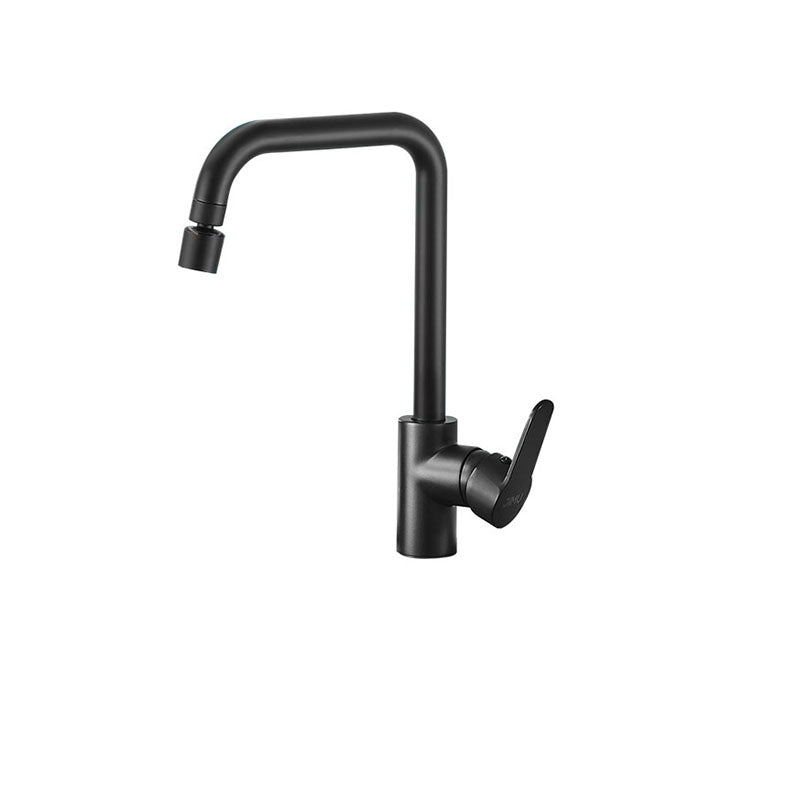 Contemporary Kitchen Bar Faucet Full Copper Swivel Spout No Sensor Black 7 Shape Dual-mode Water Outlet Clearhalo 'Home Improvement' 'home_improvement' 'home_improvement_kitchen_faucets' 'Kitchen Faucets' 'Kitchen Remodel & Kitchen Fixtures' 'Kitchen Sinks & Faucet Components' 'kitchen_faucets' 6881129