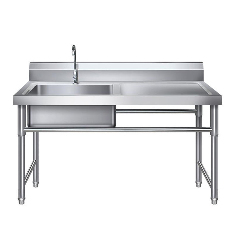 Contemporary Stainless Steel Sink with Strainer Drop-In Kitchen Sink Left Basin Single Clearhalo 'Home Improvement' 'home_improvement' 'home_improvement_kitchen_sinks' 'Kitchen Remodel & Kitchen Fixtures' 'Kitchen Sinks & Faucet Components' 'Kitchen Sinks' 'kitchen_sinks' 6881428