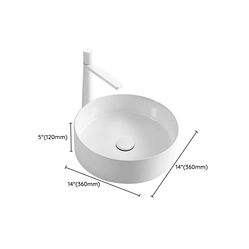 Modern Round Sink Ceramic Metal Undermount Bathroom Sink in White(Not Included Faucet) Clearhalo 'Bathroom Remodel & Bathroom Fixtures' 'Bathroom Sinks & Faucet Components' 'Bathroom Sinks' 'bathroom_sink' 'Home Improvement' 'home_improvement' 'home_improvement_bathroom_sink' 6881641