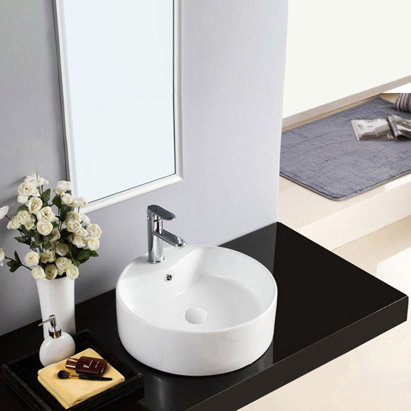 Contemporary Bathroom Sink Porcelain Trough Sink with Round Shape(Not Included Faucets) Clearhalo 'Bathroom Remodel & Bathroom Fixtures' 'Bathroom Sinks & Faucet Components' 'Bathroom Sinks' 'bathroom_sink' 'Home Improvement' 'home_improvement' 'home_improvement_bathroom_sink' 6881755