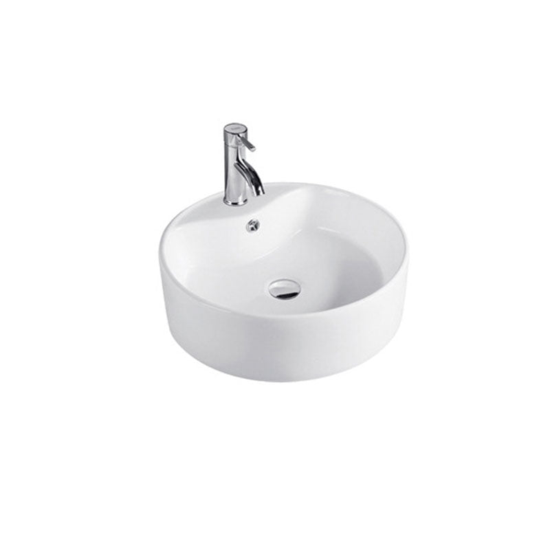 Contemporary Bathroom Sink Porcelain Trough Sink with Round Shape(Not Included Faucets) Clearhalo 'Bathroom Remodel & Bathroom Fixtures' 'Bathroom Sinks & Faucet Components' 'Bathroom Sinks' 'bathroom_sink' 'Home Improvement' 'home_improvement' 'home_improvement_bathroom_sink' 6881758