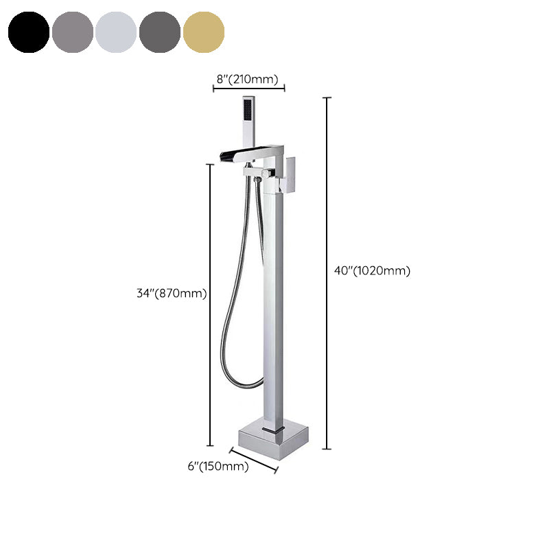 Floor Mounted Metal Freestanding Tub Filler One Handle Freestanding Bathtub Faucet Clearhalo 'Bathroom Remodel & Bathroom Fixtures' 'Bathtub Faucets' 'bathtub_faucets' 'Home Improvement' 'home_improvement' 'home_improvement_bathtub_faucets' 6881830