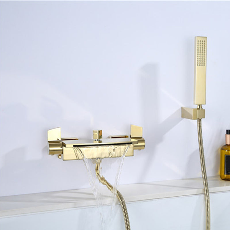 Bathtub Faucet Waterfall Rod Handle Wall Mounted Bathroom Faucet Clearhalo 'Bathroom Remodel & Bathroom Fixtures' 'Bathtub Faucets' 'bathtub_faucets' 'Home Improvement' 'home_improvement' 'home_improvement_bathtub_faucets' 6881863