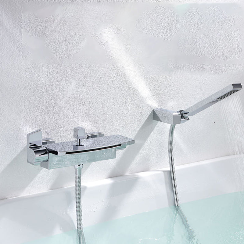 Bathtub Faucet Waterfall Rod Handle Wall Mounted Bathroom Faucet Clearhalo 'Bathroom Remodel & Bathroom Fixtures' 'Bathtub Faucets' 'bathtub_faucets' 'Home Improvement' 'home_improvement' 'home_improvement_bathtub_faucets' 6881867