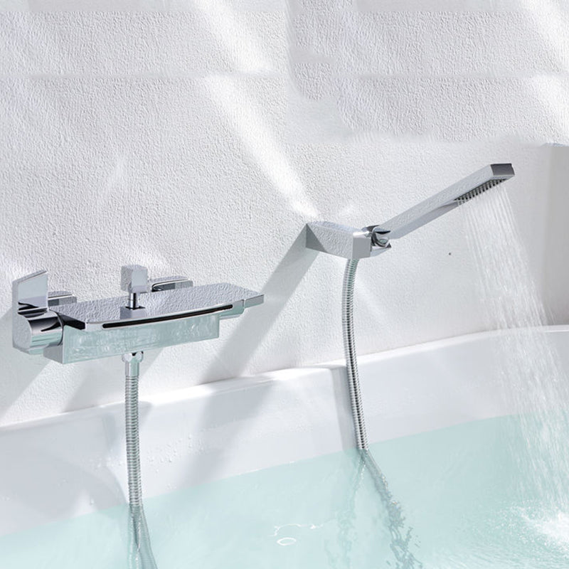 Modern Style Bathtub Faucet Waterfall Handle Style Bathroom Faucet Clearhalo 'Bathroom Remodel & Bathroom Fixtures' 'Bathtub Faucets' 'bathtub_faucets' 'Home Improvement' 'home_improvement' 'home_improvement_bathtub_faucets' 6881887