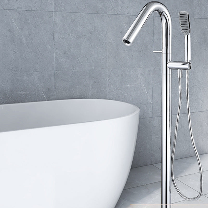 Floor Standing Faucet Bathroom Handheld Shower Head Bathtub Faucet Clearhalo 'Bathroom Remodel & Bathroom Fixtures' 'Bathtub Faucets' 'bathtub_faucets' 'Home Improvement' 'home_improvement' 'home_improvement_bathtub_faucets' 6881925