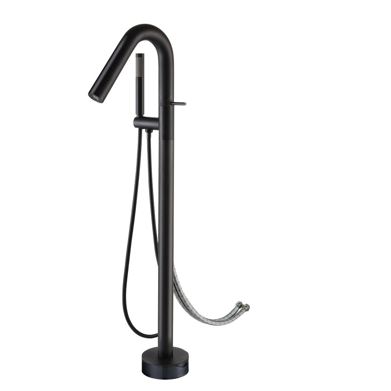 Floor Standing Faucet Bathroom Handheld Shower Head Bathtub Faucet Black Wall Clearhalo 'Bathroom Remodel & Bathroom Fixtures' 'Bathtub Faucets' 'bathtub_faucets' 'Home Improvement' 'home_improvement' 'home_improvement_bathtub_faucets' 6881926