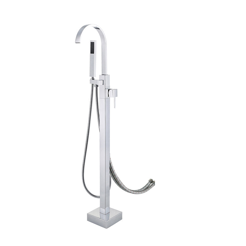 Modern Bathroom Faucet Floor Standing Handheld Shower Head Bathtub Faucet Silver Wall Fixed Clearhalo 'Bathroom Remodel & Bathroom Fixtures' 'Bathtub Faucets' 'bathtub_faucets' 'Home Improvement' 'home_improvement' 'home_improvement_bathtub_faucets' 6881947