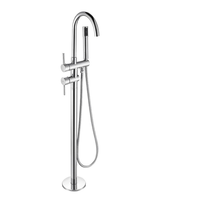 Modern Bathroom Faucet Floor Standing Handheld Shower Head Bathtub Faucet Silver Rre-embedded Fixed Clearhalo 'Bathroom Remodel & Bathroom Fixtures' 'Bathtub Faucets' 'bathtub_faucets' 'Home Improvement' 'home_improvement' 'home_improvement_bathtub_faucets' 6881951