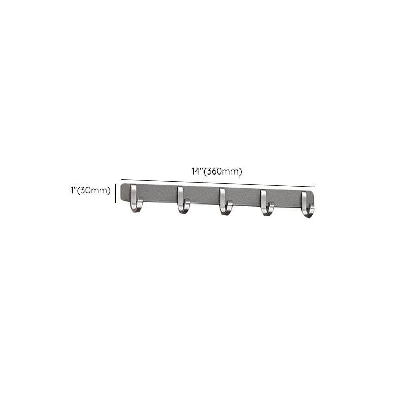 Gray Contemporary Bathroom Accessory Set Bath Shelf/Towel Bar & Robe Hooks  Included - Clearhalo