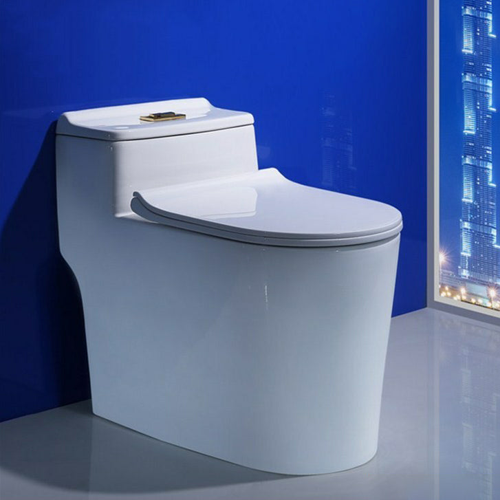 Traditional Porcelain Toilet One Piece Floor Mounted Siphon Jet Toilet -  Clearhalo