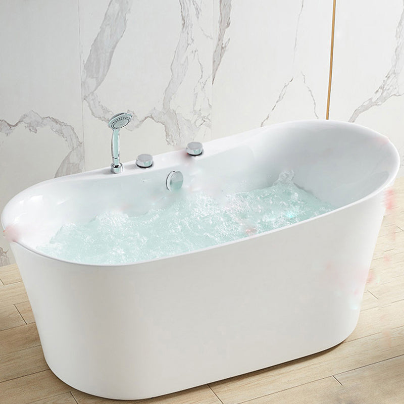 Freestanding Oval White Bath Soaking Handles Included Bathtub 59"L x 30"W x 27"H Tub with Silver 3-Piece Set Clearhalo 'Bathroom Remodel & Bathroom Fixtures' 'Bathtubs' 'Home Improvement' 'home_improvement' 'home_improvement_bathtubs' 'Showers & Bathtubs' 6889878