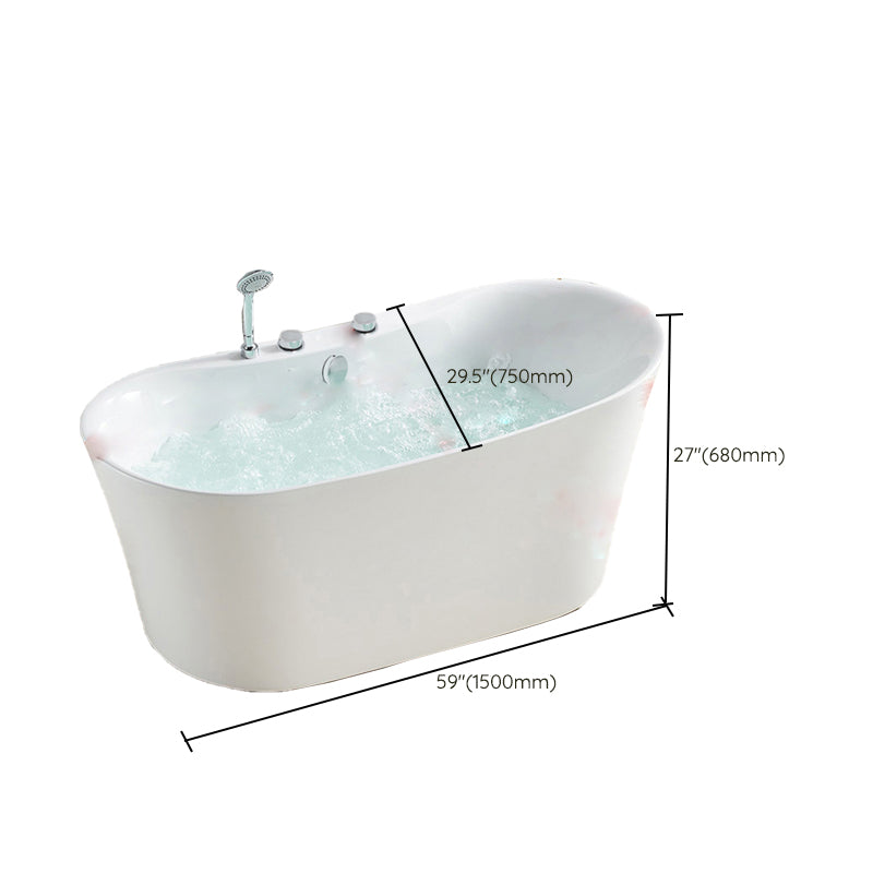 Freestanding Oval White Bath Soaking Handles Included Bathtub Clearhalo 'Bathroom Remodel & Bathroom Fixtures' 'Bathtubs' 'Home Improvement' 'home_improvement' 'home_improvement_bathtubs' 'Showers & Bathtubs' 6889888