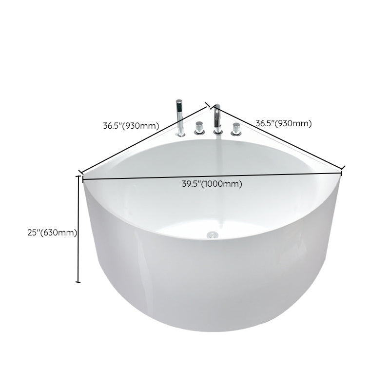 Modern Acrylic Corner Bath 24.8-inch Tall Soaking White Bathtub Clearhalo 'Bathroom Remodel & Bathroom Fixtures' 'Bathtubs' 'Home Improvement' 'home_improvement' 'home_improvement_bathtubs' 'Showers & Bathtubs' 6889979