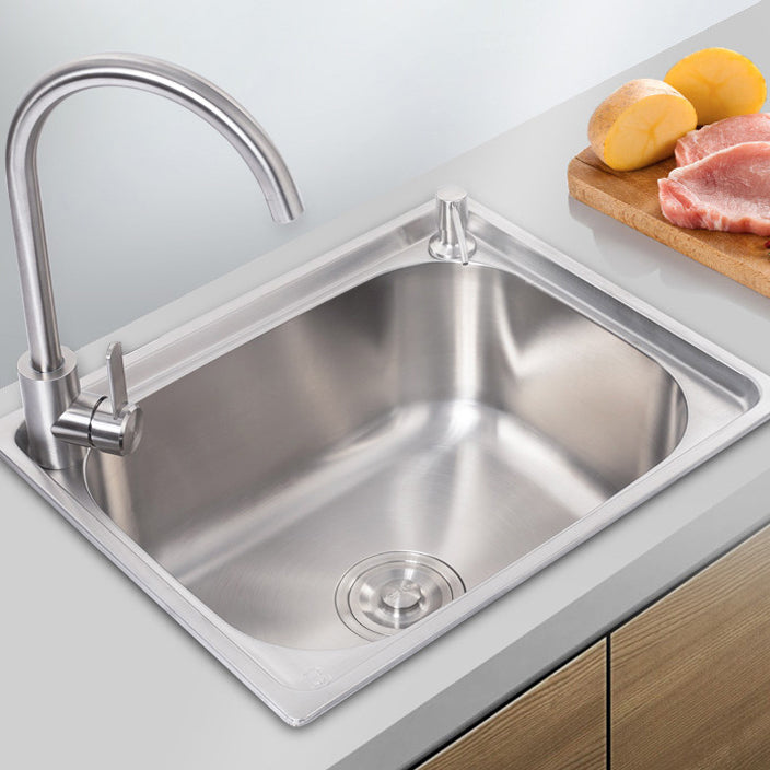 Scratchproof Kitchen Sink Stainless Steel 1 Holes Drop-In Kitchen Sink Only Clearhalo 'Home Improvement' 'home_improvement' 'home_improvement_kitchen_sinks' 'Kitchen Remodel & Kitchen Fixtures' 'Kitchen Sinks & Faucet Components' 'Kitchen Sinks' 'kitchen_sinks' 6890237
