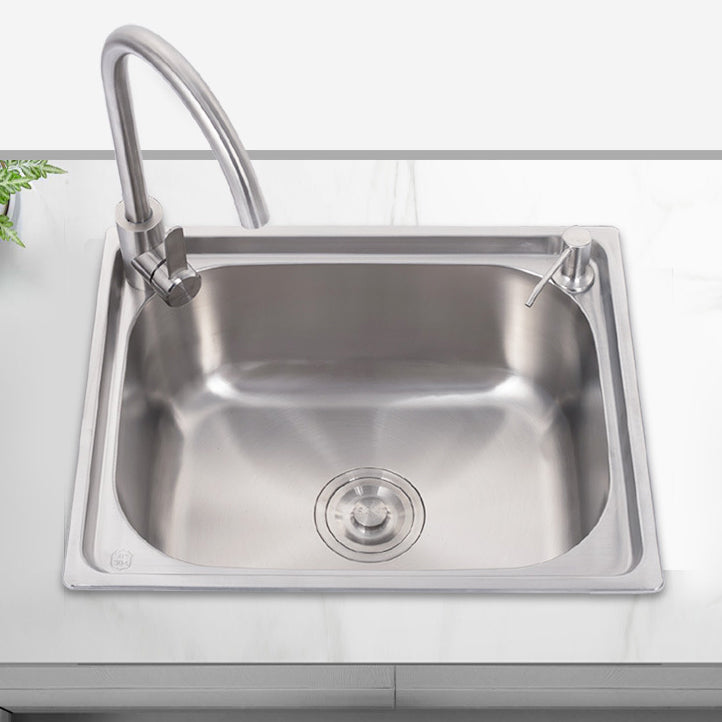 Scratchproof Kitchen Sink Stainless Steel 1 Holes Drop-In Kitchen Sink Only Clearhalo 'Home Improvement' 'home_improvement' 'home_improvement_kitchen_sinks' 'Kitchen Remodel & Kitchen Fixtures' 'Kitchen Sinks & Faucet Components' 'Kitchen Sinks' 'kitchen_sinks' 6890243