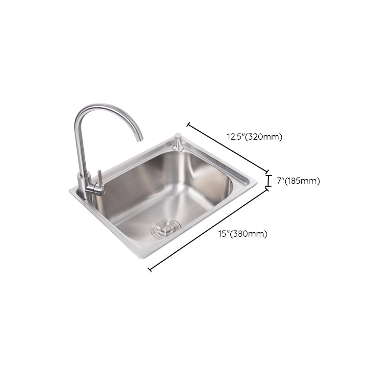 Scratchproof Kitchen Sink Stainless Steel 1 Holes Drop-In Kitchen Sink Only Clearhalo 'Home Improvement' 'home_improvement' 'home_improvement_kitchen_sinks' 'Kitchen Remodel & Kitchen Fixtures' 'Kitchen Sinks & Faucet Components' 'Kitchen Sinks' 'kitchen_sinks' 6890251
