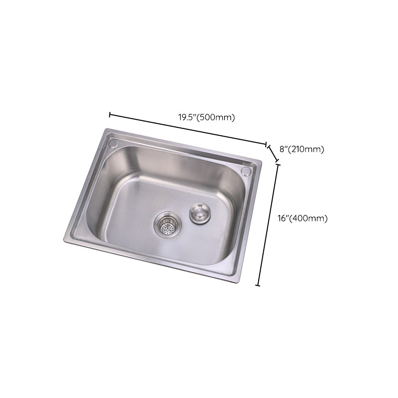 Scratchproof Kitchen Sink Stainless Steel 1 Holes Drop-In Kitchen Sink Only Clearhalo 'Home Improvement' 'home_improvement' 'home_improvement_kitchen_sinks' 'Kitchen Remodel & Kitchen Fixtures' 'Kitchen Sinks & Faucet Components' 'Kitchen Sinks' 'kitchen_sinks' 6890257
