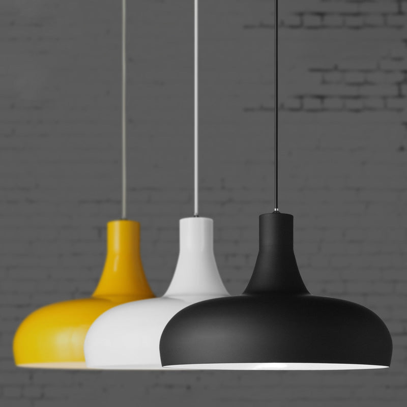 Metallic Dome Shade Hanging Lamp Modernist 1 Head Dining Room Pendant Lighting in Black/White/Yellow Clearhalo 'Ceiling Lights' 'Modern Pendants' 'Modern' 'Pendant Lights' 'Pendants' Lighting' 68908