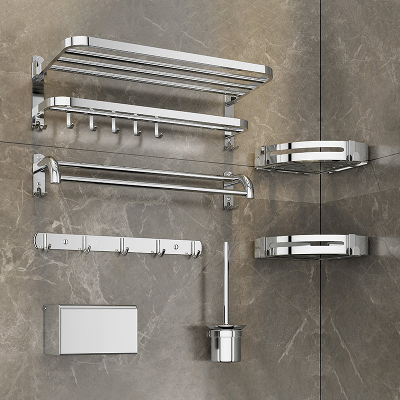 Silver/Black Bathroom Hardware Set Modern Bathroom Accessories Hardware Set Clearhalo 'Bathroom Hardware Sets' 'Bathroom Hardware' 'Bathroom Remodel & Bathroom Fixtures' 'bathroom_hardware_sets' 'Home Improvement' 'home_improvement' 'home_improvement_bathroom_hardware_sets' 6893072