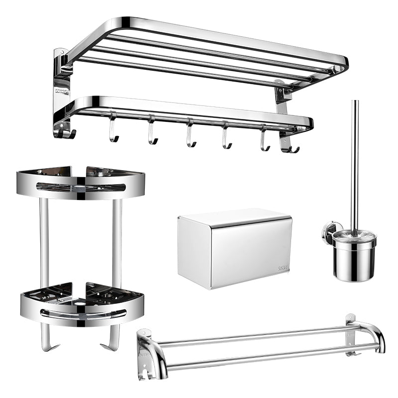 Silver/Black Bathroom Hardware Set Modern Bathroom Accessories Hardware Set Clearhalo 'Bathroom Hardware Sets' 'Bathroom Hardware' 'Bathroom Remodel & Bathroom Fixtures' 'bathroom_hardware_sets' 'Home Improvement' 'home_improvement' 'home_improvement_bathroom_hardware_sets' 6893080