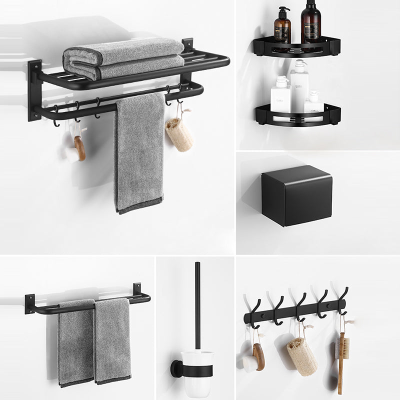 7-Piece Modern Bathroom Accessory Set Matte Black Bathroom Set with Towel  Bar/Bath Shelf - Clearhalo