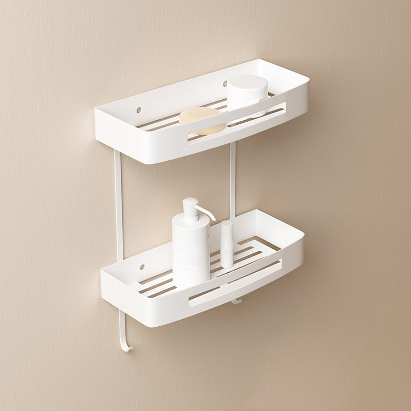 Modern White Bathroom Accessory Set Stainless Steel Bath Hardware Set 2-Piece Set (Square Bath Shelf) Clearhalo 'Bathroom Hardware Sets' 'Bathroom Hardware' 'Bathroom Remodel & Bathroom Fixtures' 'bathroom_hardware_sets' 'Home Improvement' 'home_improvement' 'home_improvement_bathroom_hardware_sets' 6893192