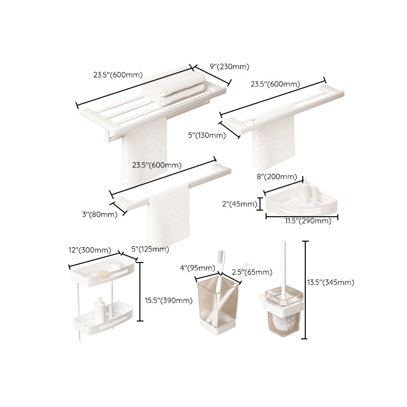 Modern White Bathroom Accessory Set Stainless Steel Bath Hardware Set Clearhalo 'Bathroom Hardware Sets' 'Bathroom Hardware' 'Bathroom Remodel & Bathroom Fixtures' 'bathroom_hardware_sets' 'Home Improvement' 'home_improvement' 'home_improvement_bathroom_hardware_sets' 6893198