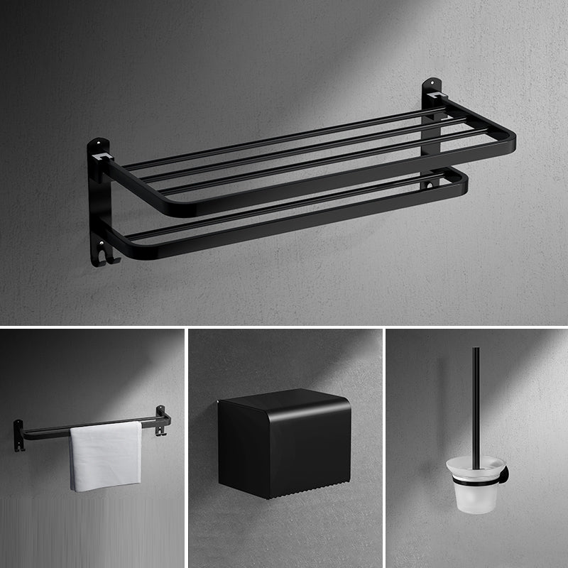 Black Modern Bathroom Accessory Set Stainless Bathroom Hardware 4-Piece Set (Toilet Paper Holder) Clearhalo 'Bathroom Hardware Sets' 'Bathroom Hardware' 'Bathroom Remodel & Bathroom Fixtures' 'bathroom_hardware_sets' 'Home Improvement' 'home_improvement' 'home_improvement_bathroom_hardware_sets' 6893214